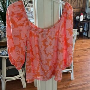 Sanctuary Pink & Orange Floral Off-Shoulder Top
